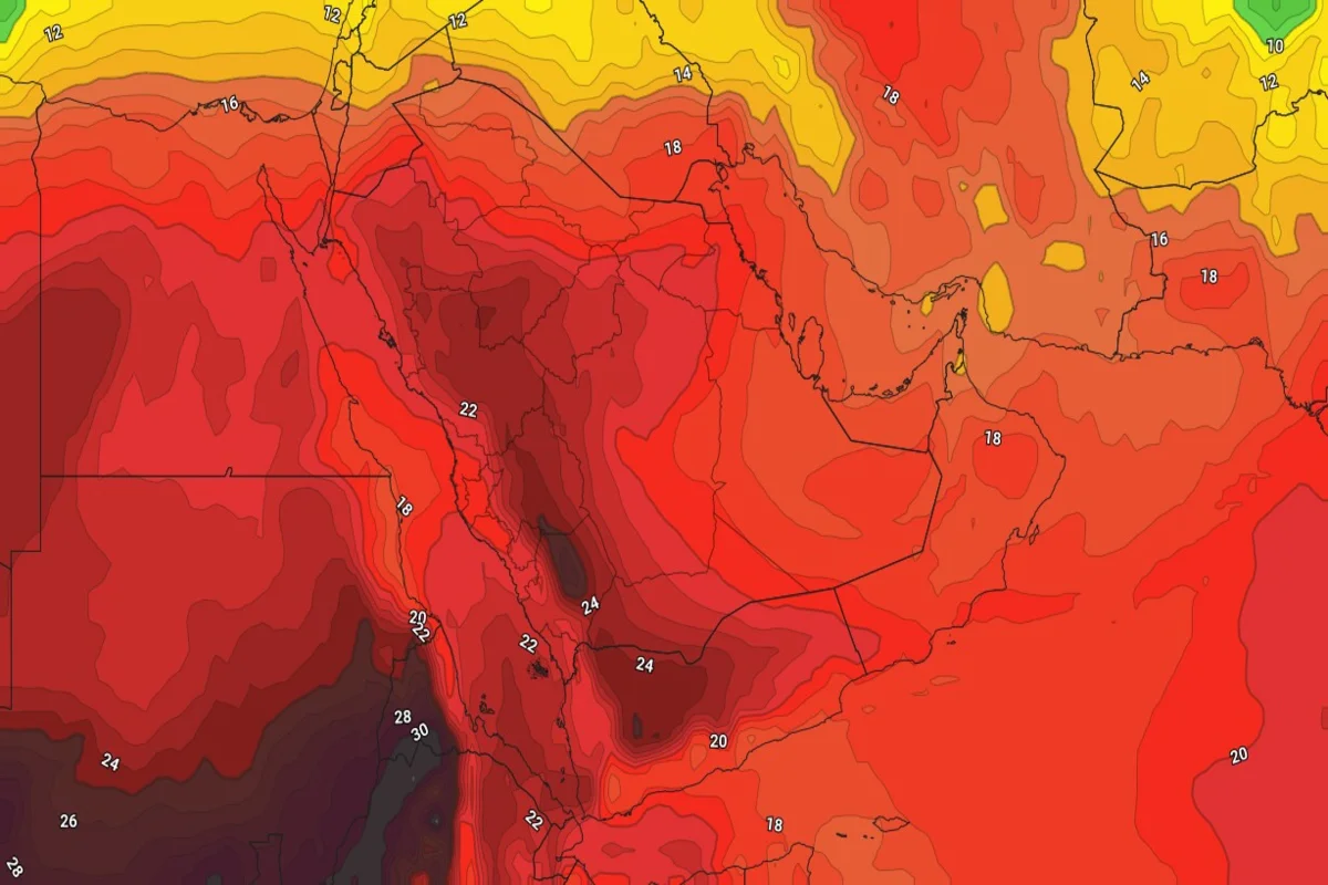 درجات الحرارة في شبه الجزيرة العربية- السعودية