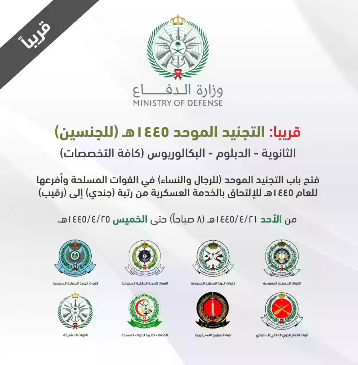 الشروط المطلوبة للتجنيد الموحد في المملكة لعام 1445